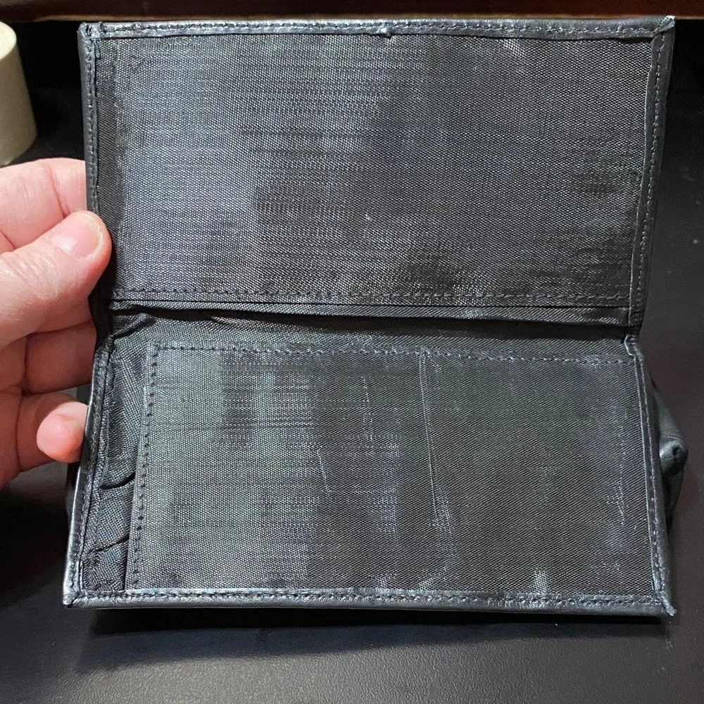 Vintage Black soft Leather wallet checkbook pouch Bag